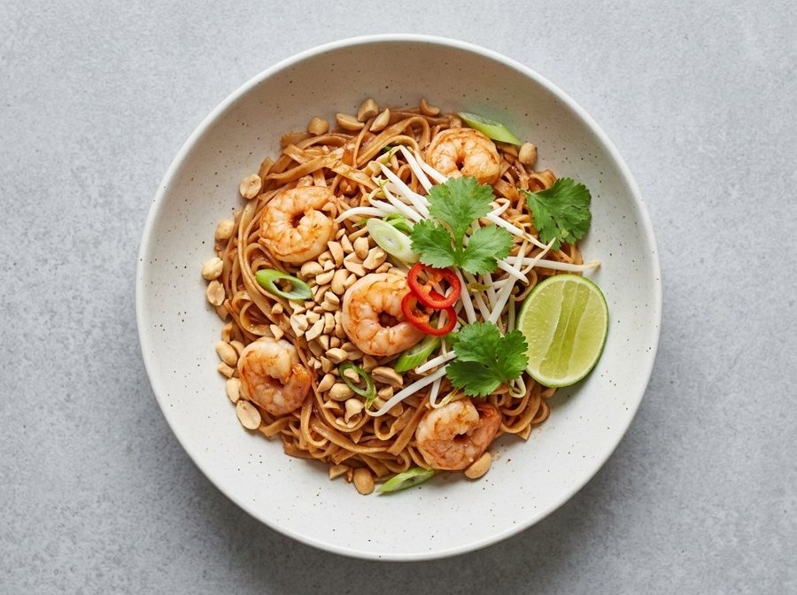 Pad thai with shrimp (AI-generated photo)